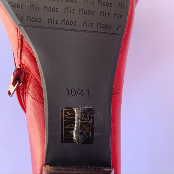 Miz Mooz Debra Leather Heeled Ankle Booties in True Red - Picture 9 of 12